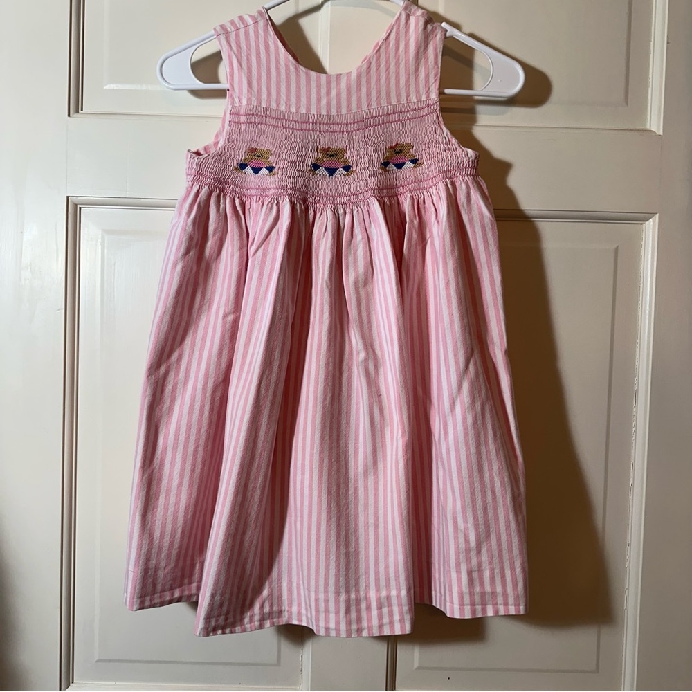 Vintage Pink Striped smocked Kids Dress